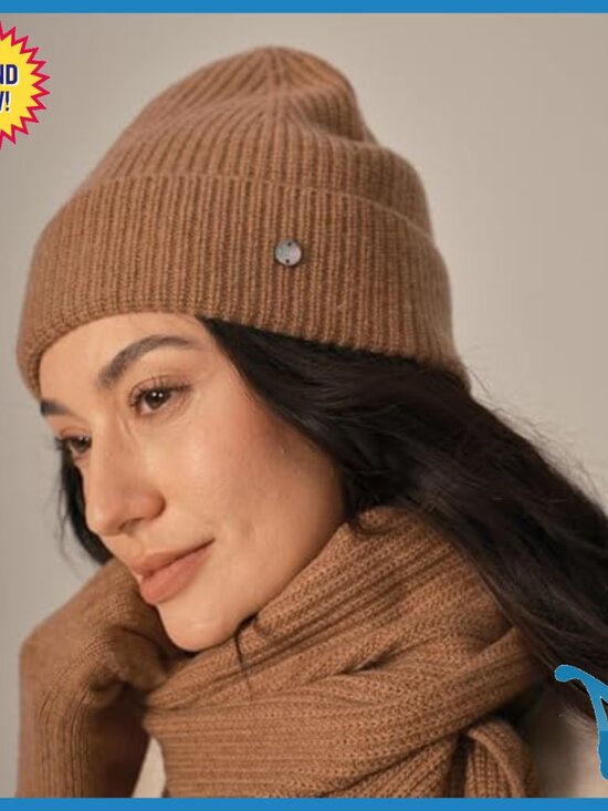 100% Cashmere Winter Hat Scarf Gloves Set, OEKO-TEX Certified, One Size main image 3